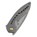 Kansept ODD 21 3.08" Damascus Grey Anodized Titanium with Bronze Holes K1077A2