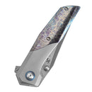 Kansept Deadite 3.52" Clip point Beadblasted Titanium + Titanium with Lightning Strike Finish Plain Blue K1081A2