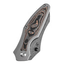 Kansept Baba Yaga 3.06" Damascus Bead Blasted Titanium + Copper Carbon Fiber Inlay Yellow, Blue K1074C2