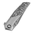 Kansept Deadite 3.52" Damascus Bead Blasted Titanium+Black & White Carbon Fiber Lightning Strike Titanium Color K1081A1