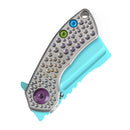 Kansept Mini Korvid 1.45" Light Blue Coating CPM S35VN Gradient Titanium Handle With Dimples K3030A10