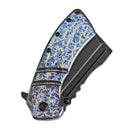 Kansept XL Korvid 3.55" CPM S35VN Titanium with Lightning Strike Finish Black Purple Blue K1030A11