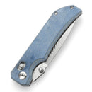 Tenable Eaglestrike T1095V2 – 3.73" Stonewashed Nitro-V Drop Point Blade, Blue Micarta Handle with Crossbar Lock