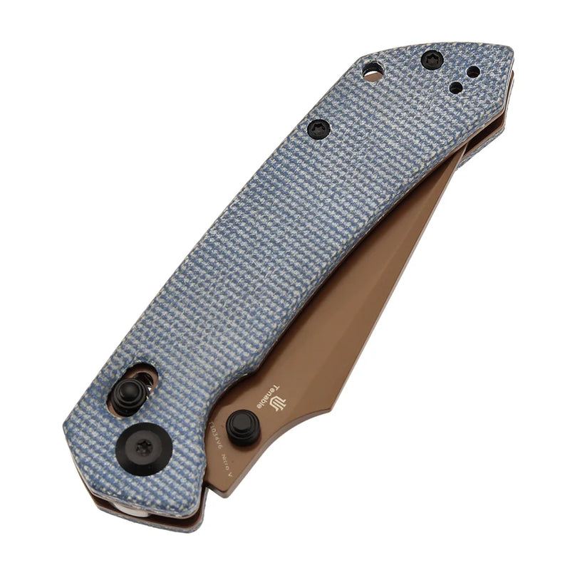Tenable Fenrir T1034V6 – Blue Micarta, 3.48" Rose Gold Nitro-V Blade, Sparrow Knife Co. Design