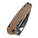 Tenable Bömbur T1054A2 – 3.53" Blackwash D2 Blade, Brown G10 Handle with Frag Pattern and Liner Lock