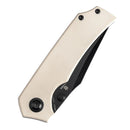 Tenable Fermi T1122A1 – 3.11" Black TiCN-Coated 14C28N Blade, Ivory White G10 Handle with Liner Lock