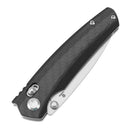 Tenable Raven T2109V1 – 3.14" Stonewashed 14C28N Drop Point Blade, Twill Carbon Fiber Laminate over G10 Handle, Crossbar Lock – Designed by Black Bird Blades