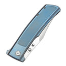 Bison Satin CPM S35VN Blue Anodized Titanium with Frag Pattern