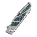 Kansept Cru 3.46" Damascus Plain Titanium & Artic Storm Fatcarbon Plain Blue-K1092A3