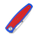 Kansept Mato K1050A1 – 3.30" Satin CPM-S35VN Drop Point Blade, Blue & Red G10 Handle, Liner Lock – Designed by Marco Villella