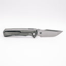 Chaves Knives x Sam Tran Arison Street Belt Satin pocket clip side showing frame lock and belt satin titanium handle