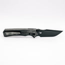 Chaves Knives x Sam Tran Arison Street Black Satin PVD pocket clip side showing frame lock and black satin pvd titanium handle