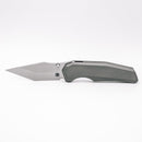 Chaves Knives x Jake McCoy Omega Street Belt Satin front view – 3.50" Belt Satin M390 tanto titanium integral folding knife