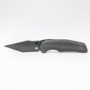 Chaves Knives x Jake McCoy Omega Street Gray PVD front view – 3.50" Gray PVD M390 tanto titanium integral folding knife