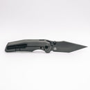 Chaves Knives x Jake McCoy Omega Street Gray PVD pocket clip side showing frame lock and gray pvd titanium handle
