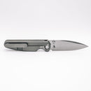 Chaves Knives x Brad Blount Phase 229 Belt Satin pocket clip side showing frame lock and belt satin titanium handle