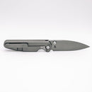Chaves Knives x Brad Blount Phase 229 Stonewash pocket clip side showing frame lock and stonewash titanium handle
