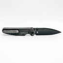 Chaves Knives x Brad Blount Phase 229 Black Satin PVD pocket clip side showing frame lock and black satin pvd titanium handle
