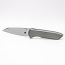 Chaves Knives x Brad Blount Arrestor 229 Belt Satin front view – 3.75" Belt Satin M390 sheepsfoot titanium integral folding knife