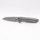 Chaves Knives x Brad Blount Arrestor 229 Stonewash front view – 3.75" Stonewash M390 sheepsfoot titanium integral folding knife