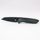 Chaves Knives x Brad Blount Arrestor 229 Black Satin PVD front view – 3.75" Black Satin PVD M390 sheepsfoot titanium integral folding knife