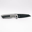 Chaves Knives x Brad Blount Arrestor 229 Bright SW DLC pocket clip side showing frame lock and bright stonewash titanium handle