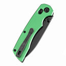 Tenable Kryo T1001V1 – 3.58" Blackwash 14C28N Blade, Green Anodized Aluminum Handle with Liner Lock