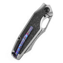 Kansept Tuckamore 3.54" Damascus Titanium + Shred Carbon Fiber Gray K1052A5