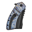 Kansept XL Korvid 3.55" CPM S35VN Titanium with Lightning Strike Finish Black Purple Blue K1030A11