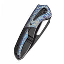 Kansept Thoth 3.43" Satin CPM 20CV Blackwash Titanium + Lightning Strike Finished Titanium Inlay Black Blue K1075T4