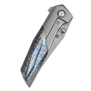 Kansept Deadite 3.52" Clip point Beadblasted Titanium + Titanium with Lightning Strike Finish Plain Blue K1081A2