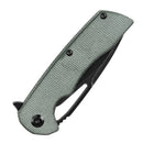 Kansept Kryo 3.58" Black Stonewashed 12C28N Green Micarta Green Black T1001M2