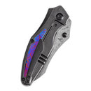 Kansept Baba Yaga 3.06" Damascus Blackwash Titanium + Timascus Inlay + Timascus Clip Blue K1074A8