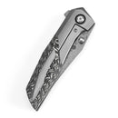Kansept Deadite 3.52" Damascus Bead Blasted Titanium+Black & White Carbon Fiber Lightning Strike Titanium Color K1081A1