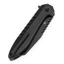 Kansept Kosame Button Lock T1093F2 – 3.37" 154CM Blackwash Blade, Blackwash Titanium with Blue Carbon Fiber Inlay