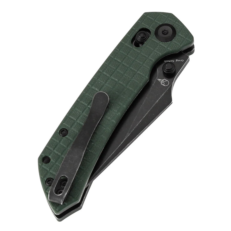Tenable Fenrir T1034V12 – Green G10 Frag Pattern, 3.48" Blackwashed Nitro-V Blade, Sparrow Knife Co. Design