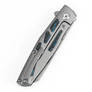 Kansept Cru 3.46" Damascus Plain Titanium & Artic Storm Fatcarbon Plain Blue-K1092A3