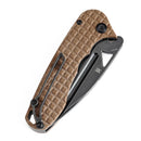Tenable Bömbur T1054A2 – 3.53" Blackwash D2 Blade, Brown G10 Handle with Frag Pattern and Liner Lock