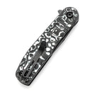 Tenable Einar T2072A4 – 3.13" Blackwash Nitro-V Drop Point Blade, Black & White Carbon Fiber Handle