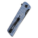 Tenable Anomaly T2038A3 – 3.14" Blackwash Nitro-V Drop Point Blade, Blue Micarta with Frag Pattern Handle, Liner Lock