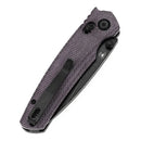 Tenable Raven T2109V7 – 3.14" Blackwashed 14C28N Drop Point Blade, Purple Micarta Handle, Crossbar Lock – Designed by Black Bird Blades