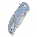 Tenable Rei T1061A1 – 3.3" Stonewashed 14C28N Blade, Blue Micarta Handle with Liner Lock