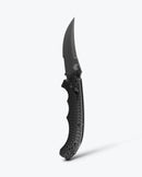Benchmade Mini Bedlam 865SBK vertical display – 3.45″ black CPM-S90V serrated scimitar folding knife