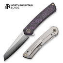 North Mountain Echo 3.5" Sheepsfoot Purple Ceramic Carbon Fiber Handle Smooth Flippers
