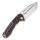 Tenable Bömbur T1054C1 – 3.53" Stonewashed D2 Blade, Black & Red G-Mascus Handle with Liner Lock