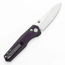 Tenable Beaver T1105V1 – 3.44" Stonewashed Nitro-V Drop Point Blade, Purple and Black G10 Handle with Crossbar Lock