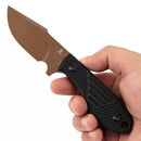 Tenable Tiny Dancer G014A1 – 3.17" Rose Gold Coated D2 Drop Point Blade, Black G10 Handle, Fixed Blade EDC Knife