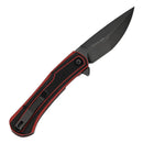 Tenable Kratos T1024A1 – 3.79" Nitro-V Blackwash Drop Point Blade, Black & Red G10 Handle, Liner Lock – Designed by Ostap Hel