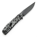 Tenable Einar T2072A4 – 3.13" Blackwash Nitro-V Drop Point Blade, Black & White Carbon Fiber Handle