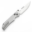 Tenable Eaglestrike T1095V4 – 3.73" Stonewashed Nitro-V Drop Point Blade, Silver Anodized Aluminum Handle with Diamond Pattern
